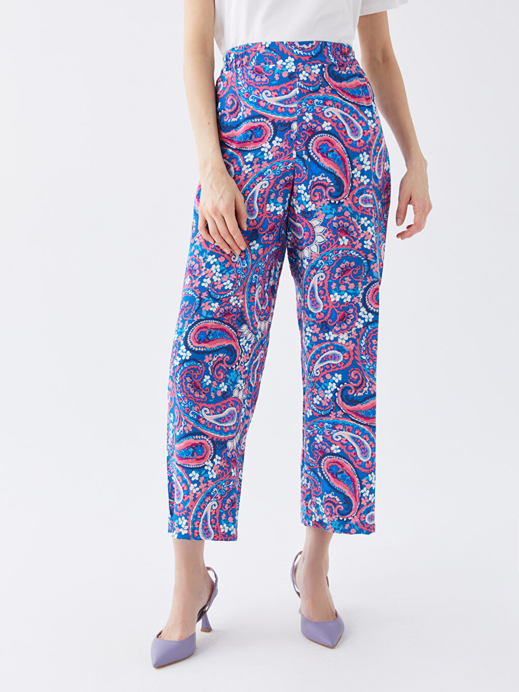 Pantalon à Taille Élastiquée à Motifs pour Femmes-3