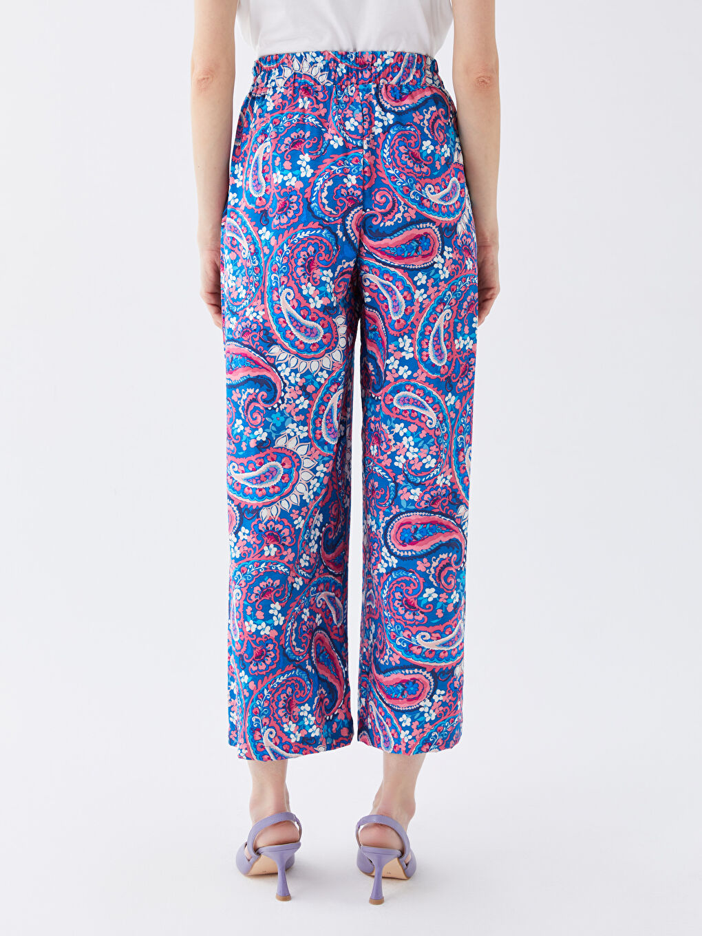 Pantalon à Taille Élastiquée à Motifs pour Femmes-4