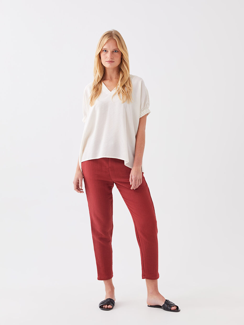 Elasticated Waist Loose Fit Muslin Women's Trousers