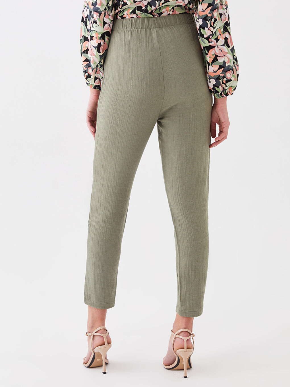 Elasticated Waist Loose Fit Muslin Women's Trousers-4