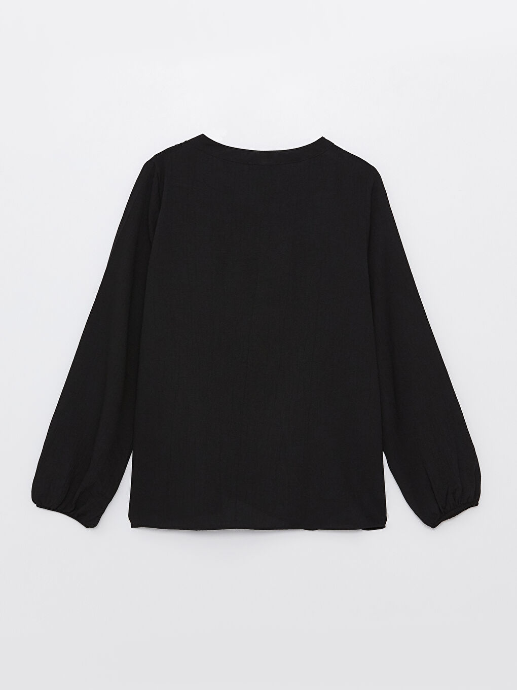 Siyah Kaçık Yaka Düz Uzun Kollu Kadın Bluz-6