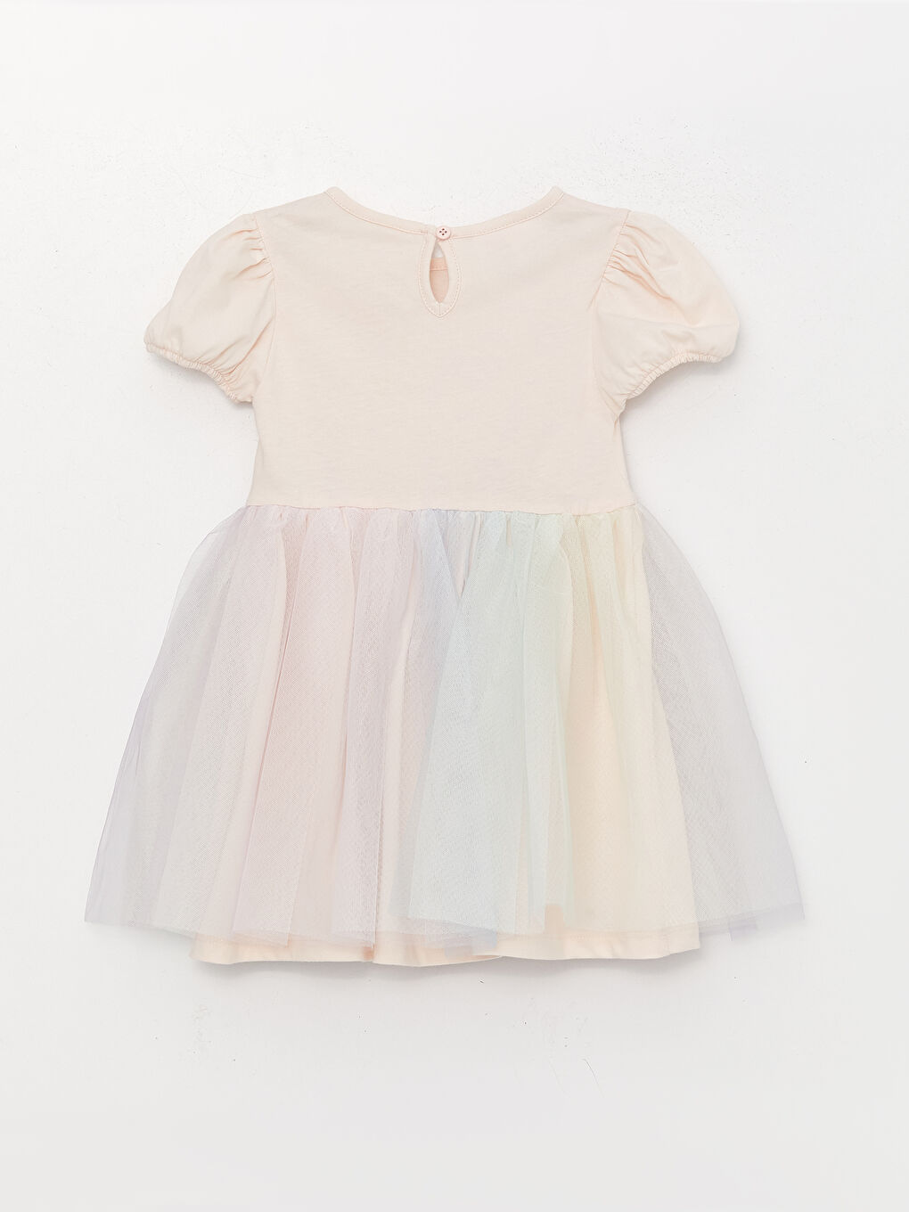 Дөңгелек жағалы қысқа жеңді мұзды принтті қыз бала көйлегі-4