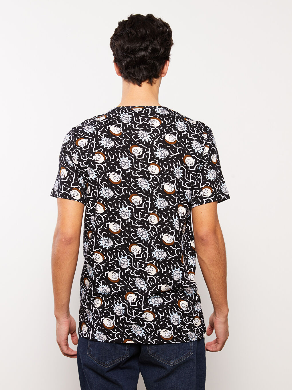 მრგვალი საყელო მოკლე სახელო რიკ და მორტი ნაბეჭდი ჟერსი მამაკაცებისთვის მაისური-3