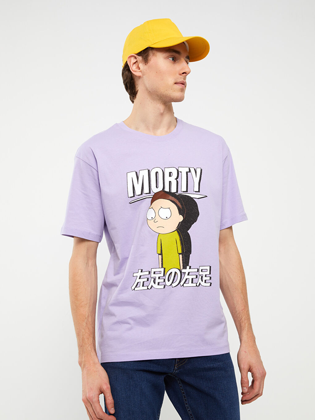 Crew Neck Short Sleeve Rick and Morty Printed Jersey Men's T-Shirt