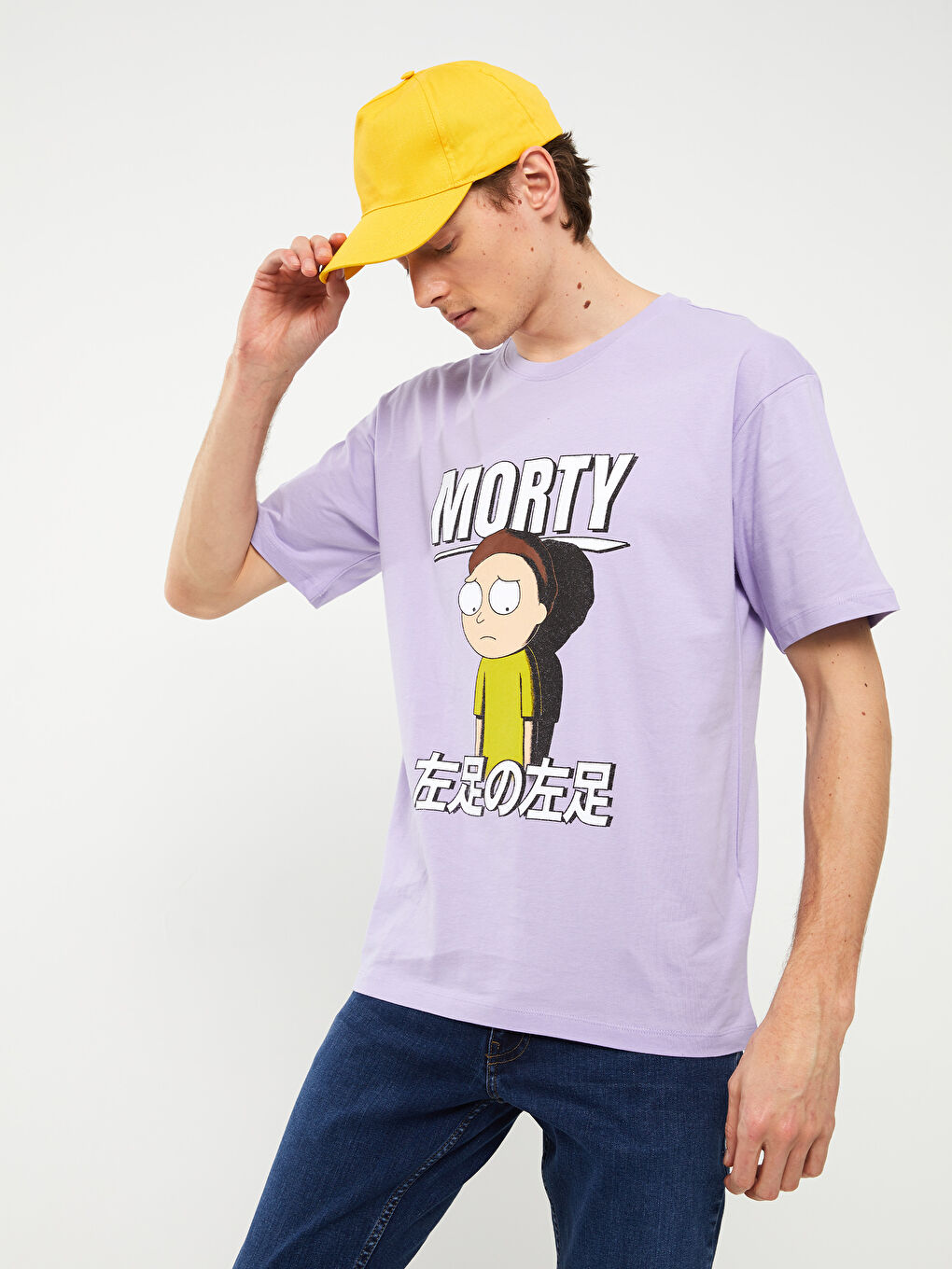 Crew Neck Short Sleeve Rick and Morty Printed Jersey Men's T-Shirt-1