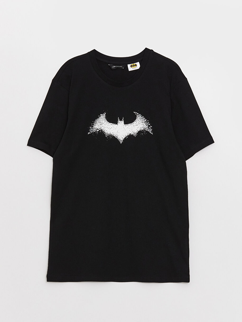 Siyah Bisiklet Yaka Kısa Kollu Batman Baskılı Penye Erkek Tişört-5