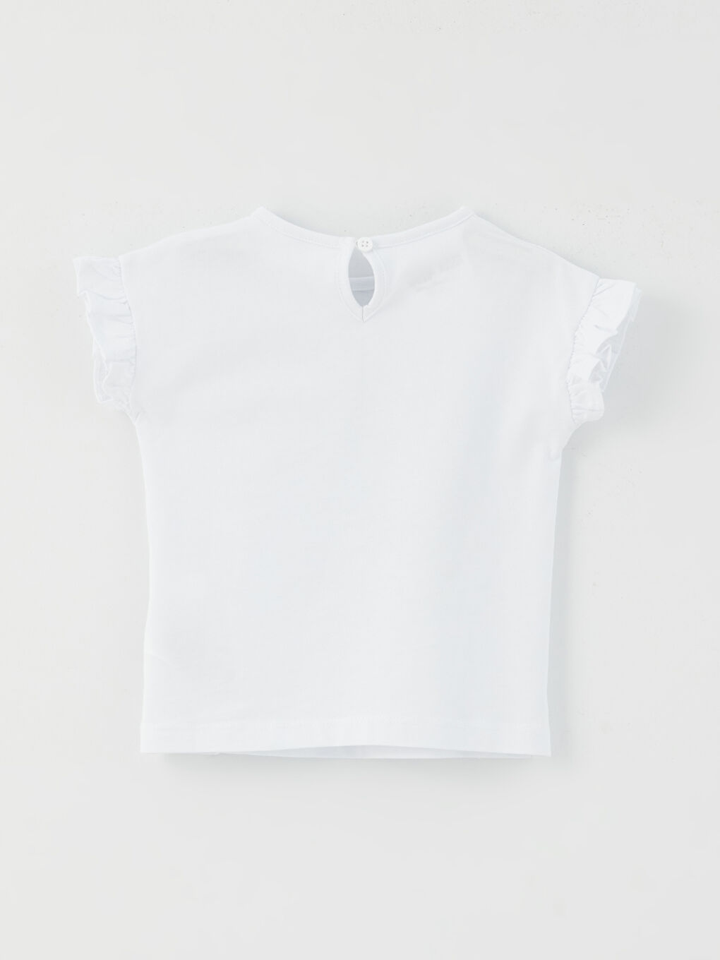 Beyaz Rapunzel Baskılı Bisiklet Yaka Kısa Kollu Kız Bebek Tişört-2