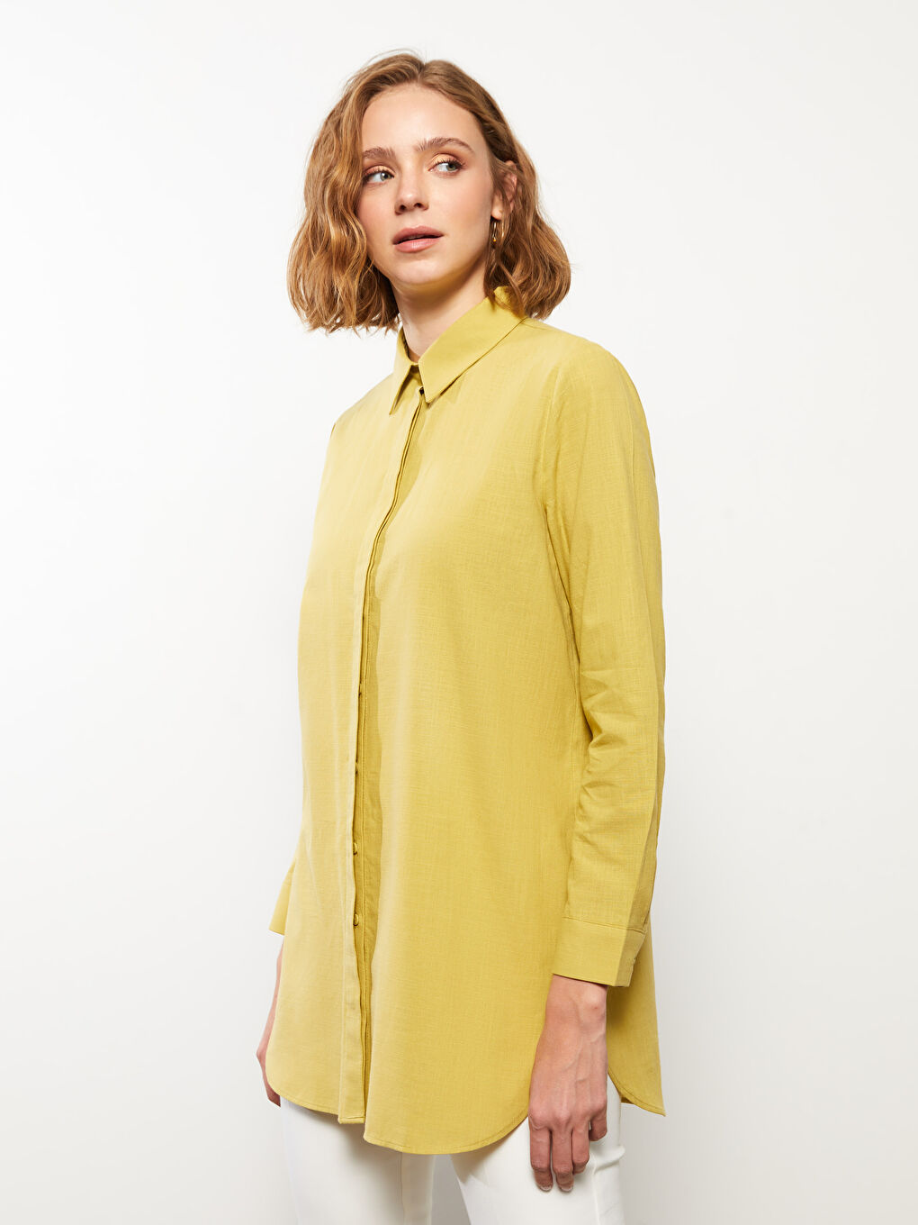 Plain Long Sleeve Women's Shirt Tunic