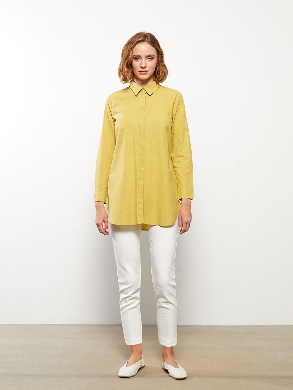 Plain Long Sleeve Women's Shirt Tunic-2