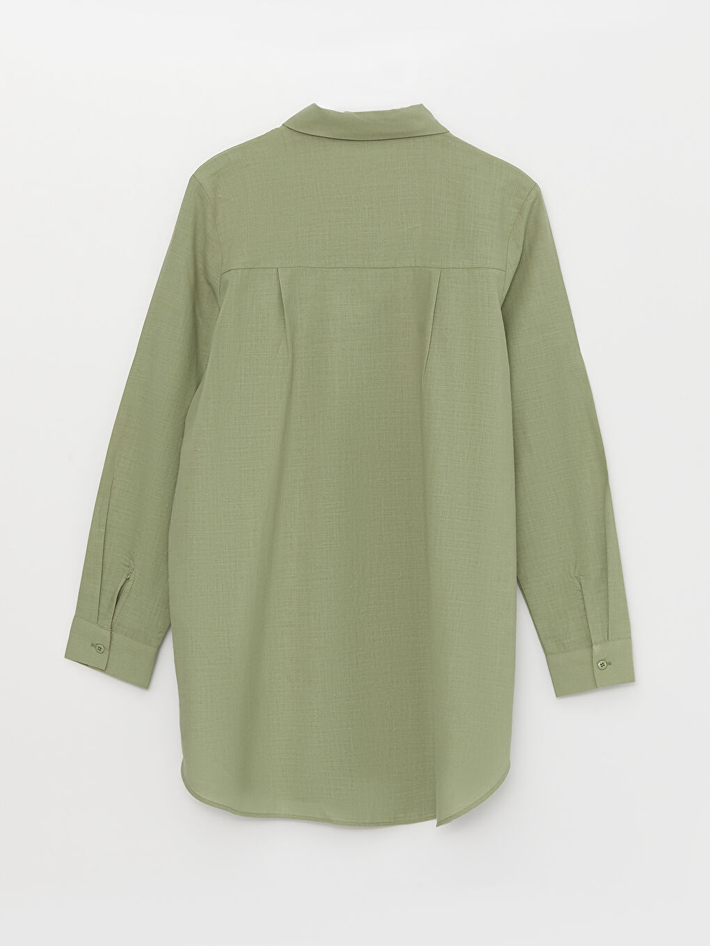 Haki Düz Uzun Kollu Kadın Gömlek Tunik-5