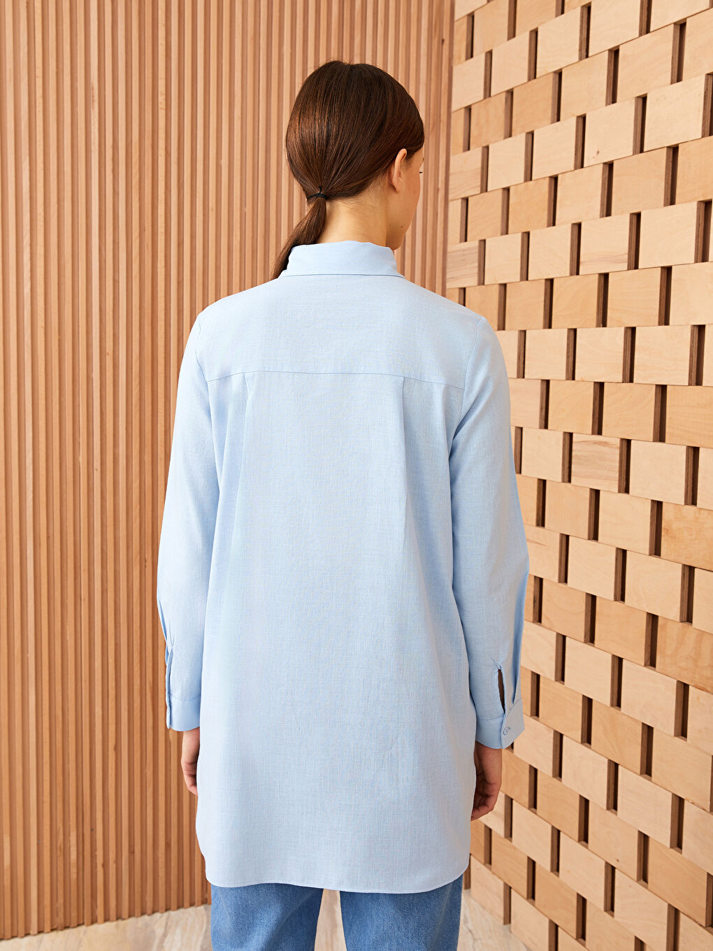 Plain Long Sleeve Women's Shirt Tunic-4