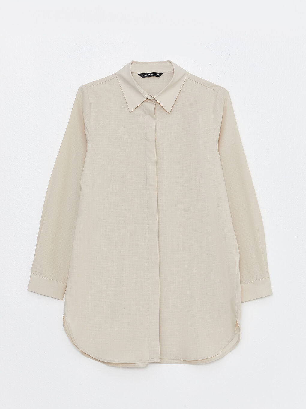 Однотонная рубашка-туника с длинным рукавом для женщин-5