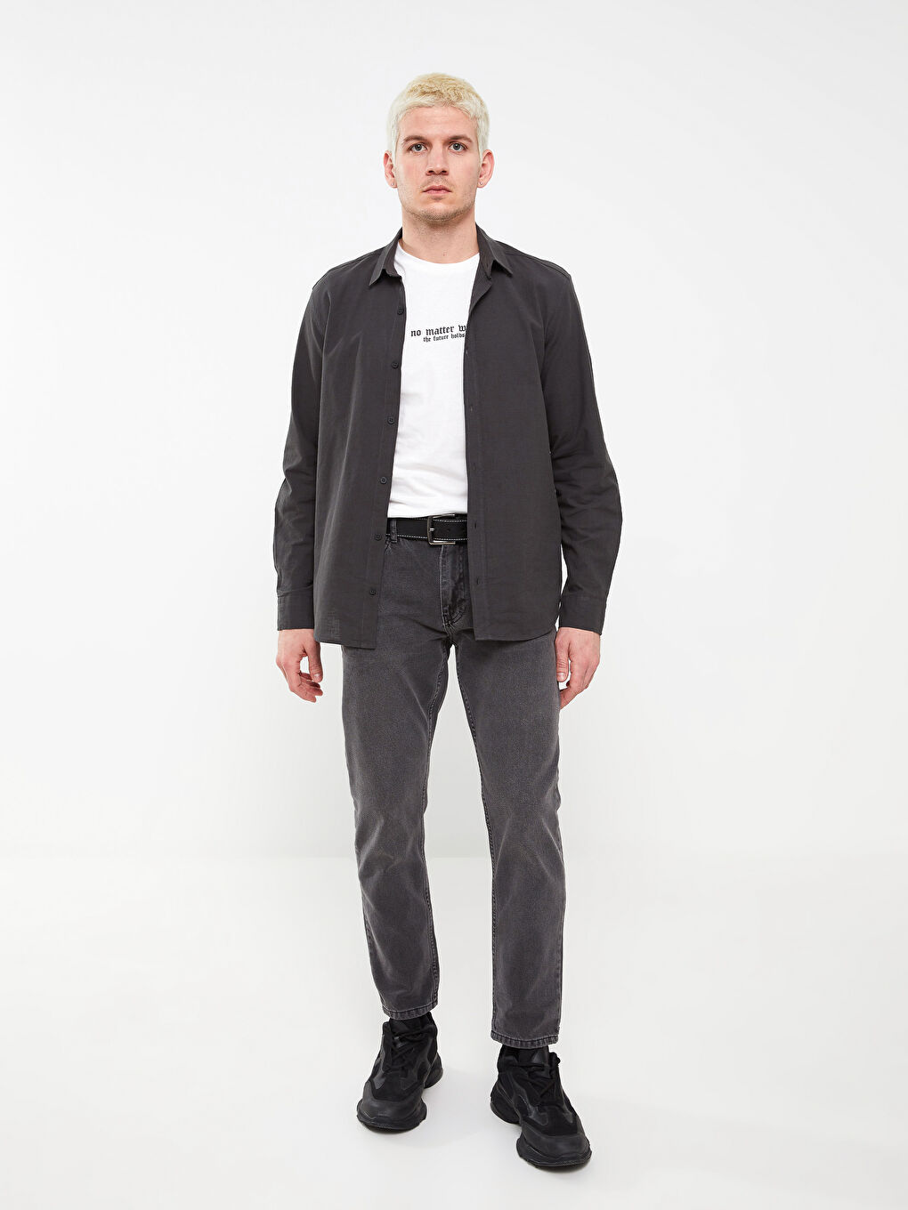 Gri Slim Fit Erkek Jean Pantolon-1