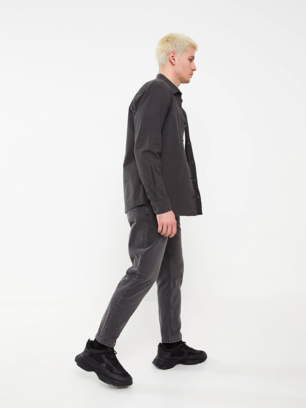 Gri Slim Fit Erkek Jean Pantolon-2