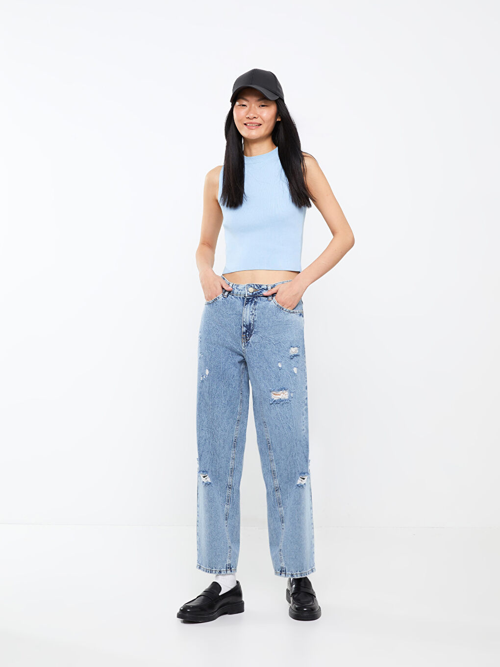 Women's Crew Neck Plain Knitwear Crop -S3DI76Z8-GHG