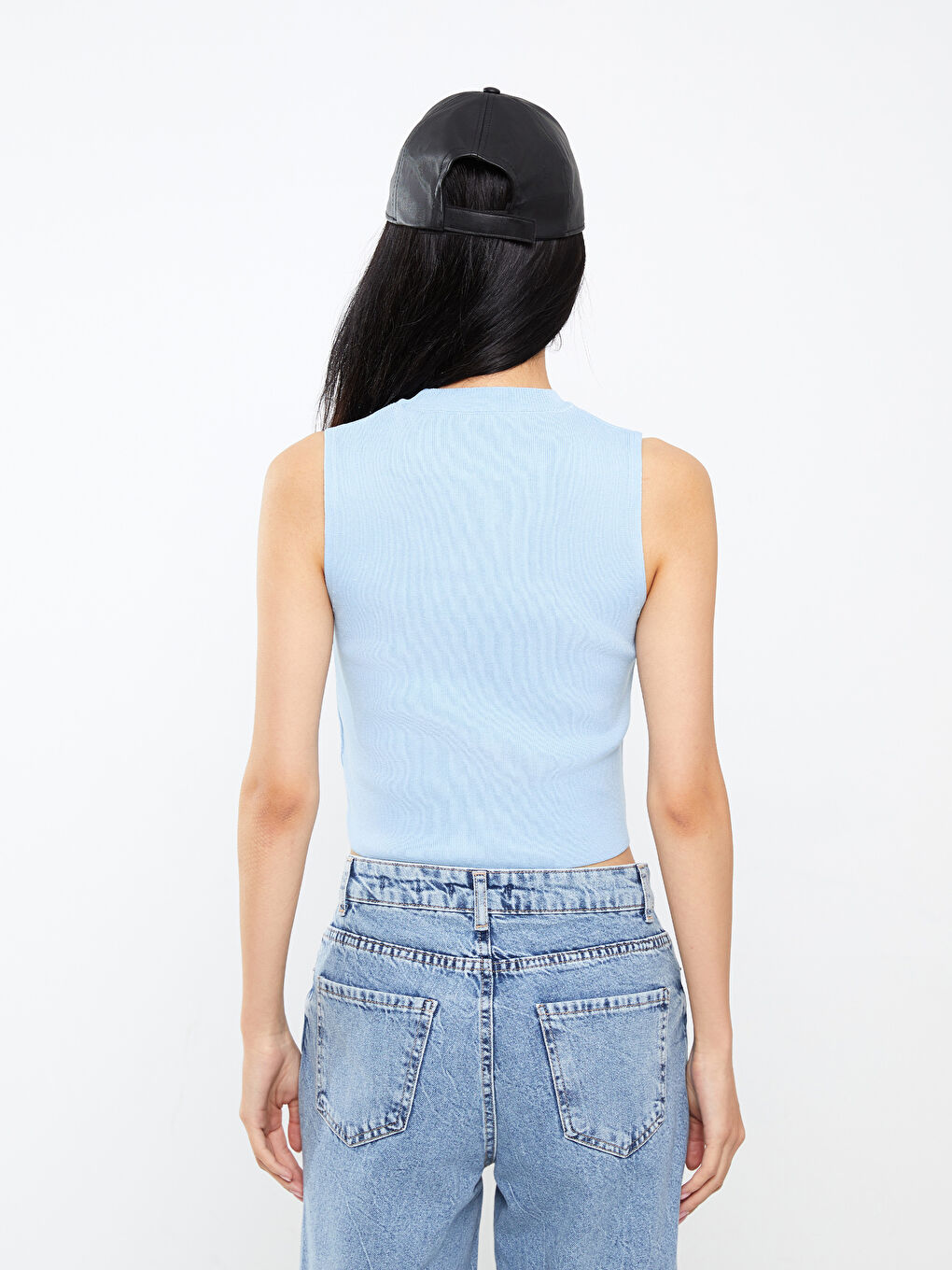 Women's Crew Neck Plain Knitwear Crop -S3DI76Z8-GHG