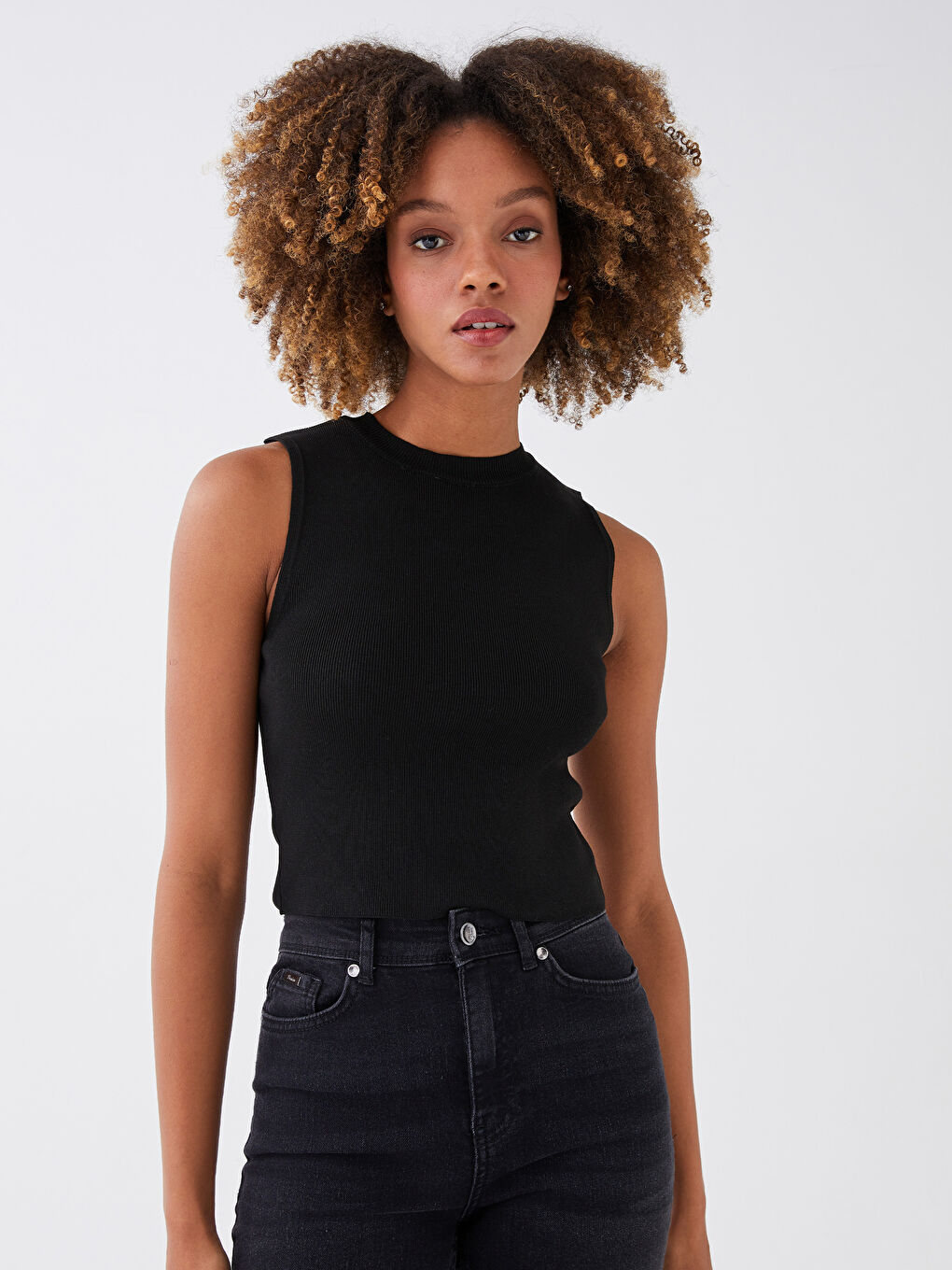 Women's Crew Neck Plain Knitwear Crop -S3DI76Z8-RQN