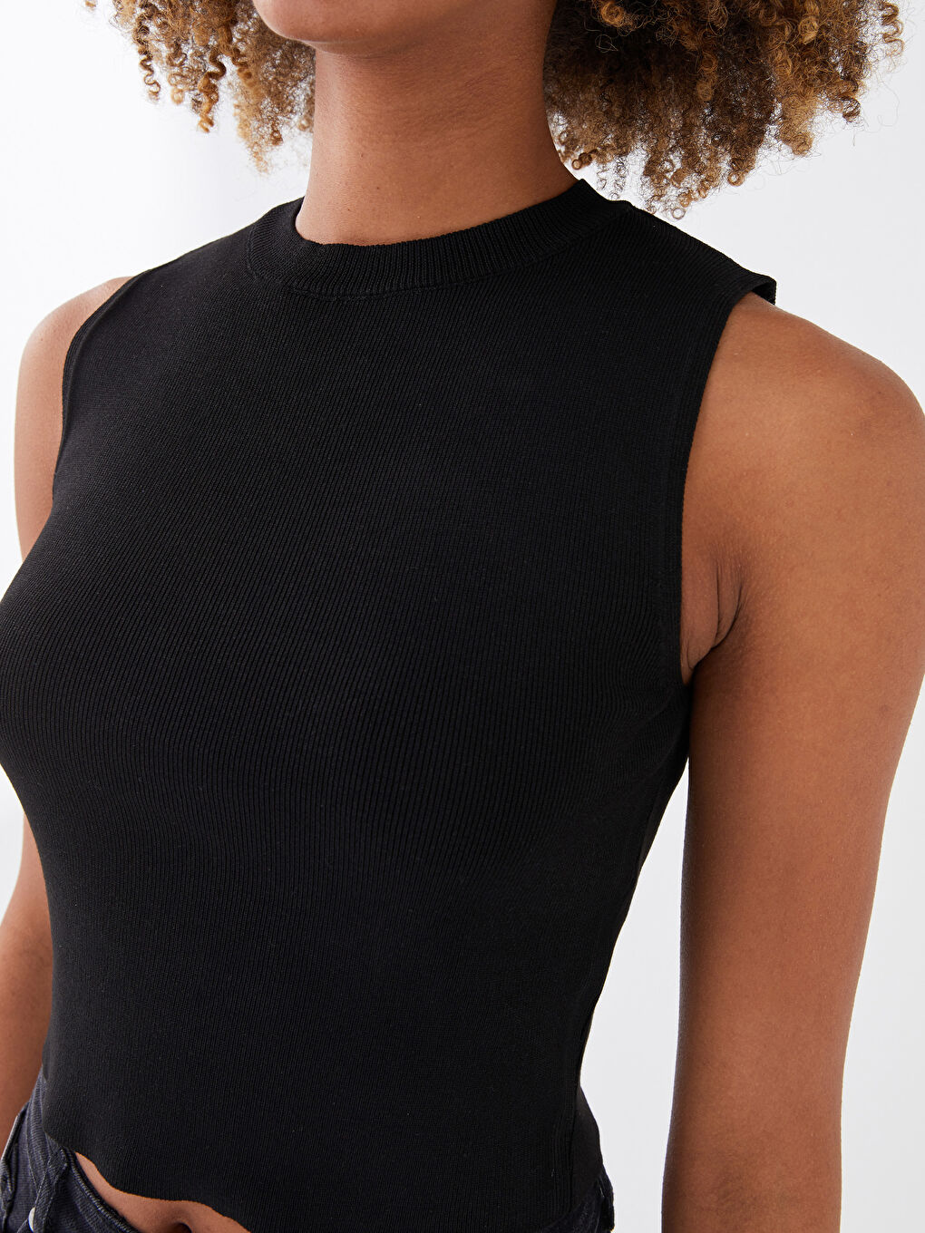 Women's Crew Neck Plain Knitwear Crop -S3DI76Z8-RQN