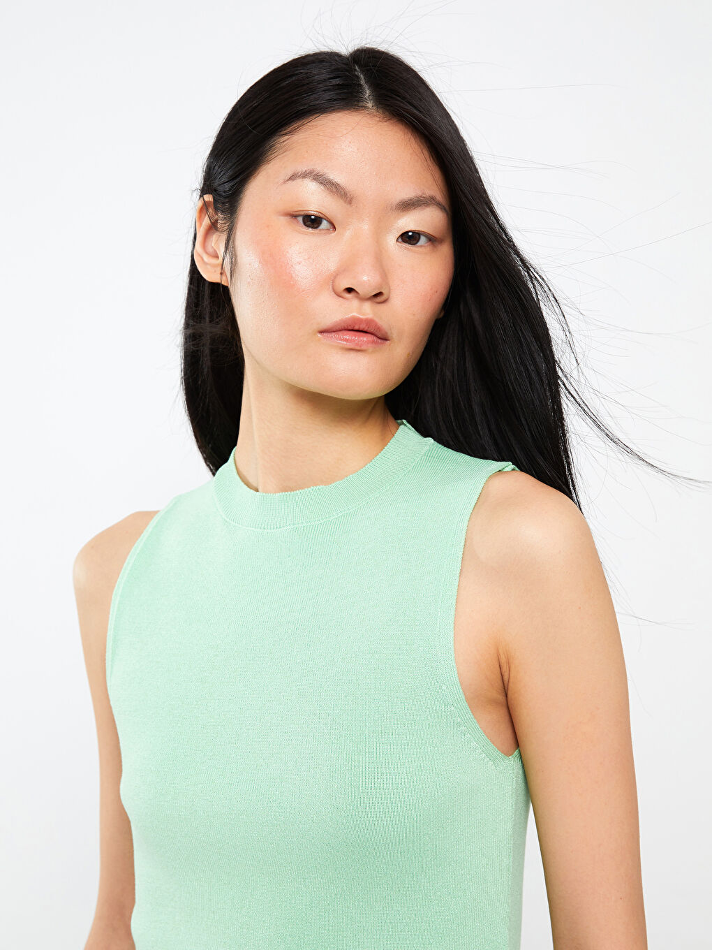 Women's Crew Neck Plain Knitwear Crop -S3DI76Z8-STF