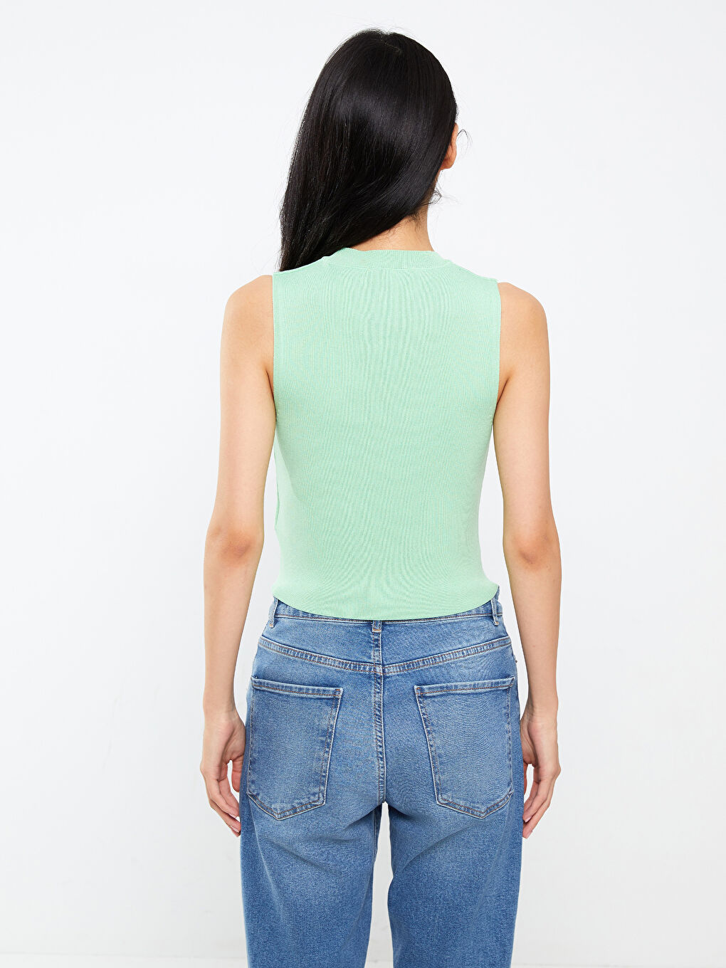 Women's Crew Neck Plain Knitwear Crop -S3DI76Z8-STF