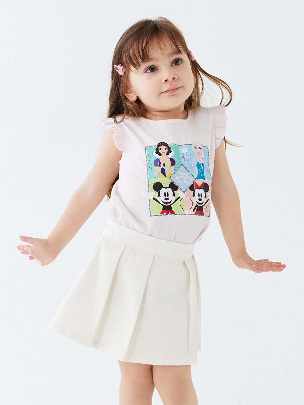 Pembe Bisiklet Yaka Minnie Mouse Baskılı Kız Bebek Atlet-1