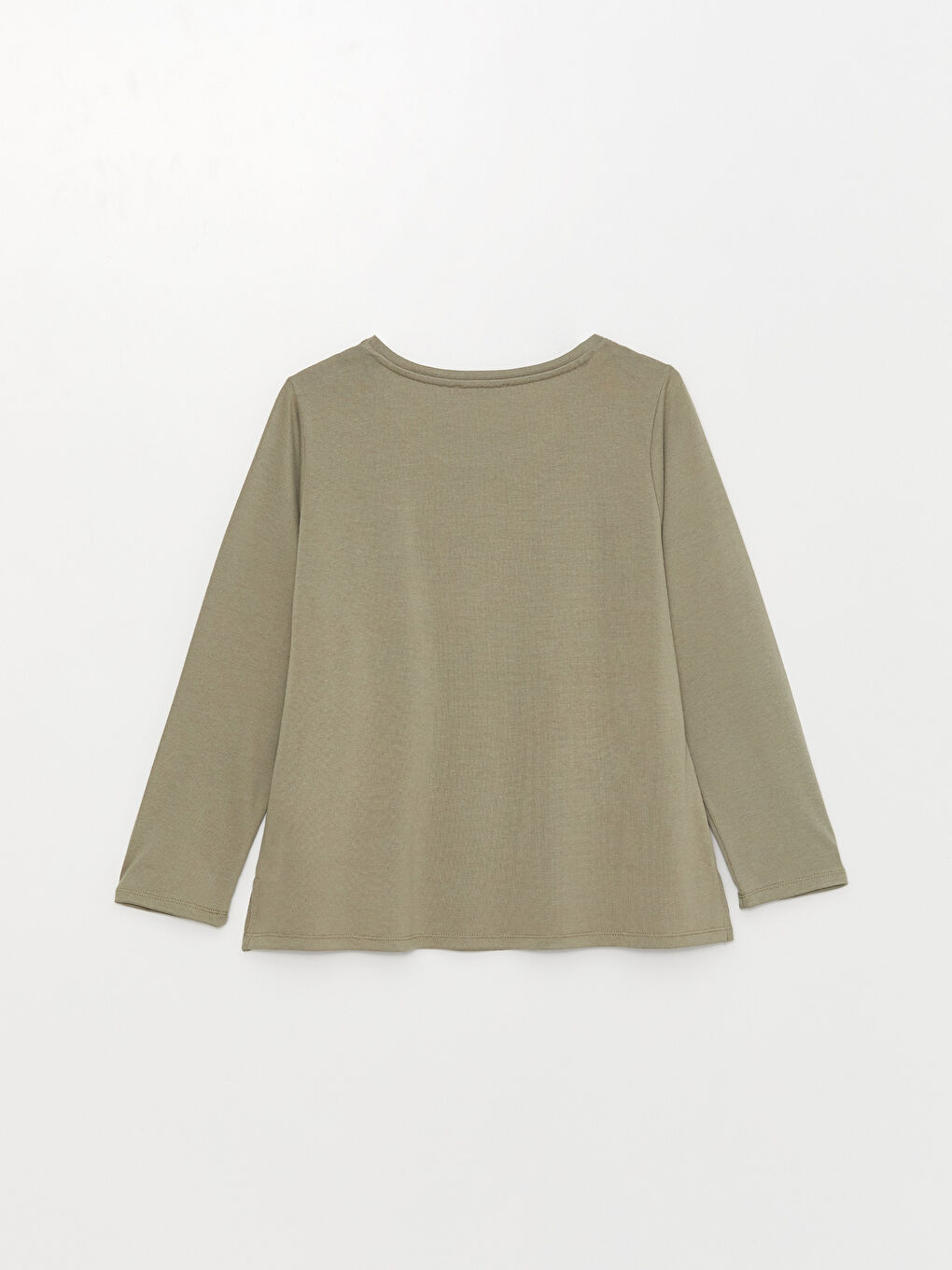 Yeşil Bisiklet Yaka Baskılı Uzun Kollu Kadın Tişört-6