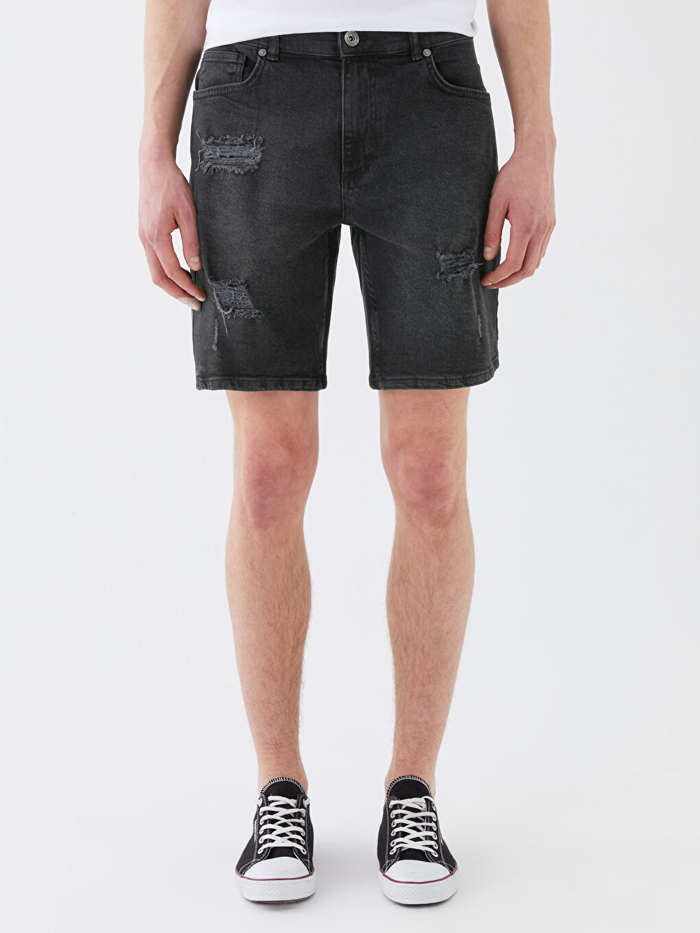 Ерлерге арналған стандартты пішім деним шорты-2