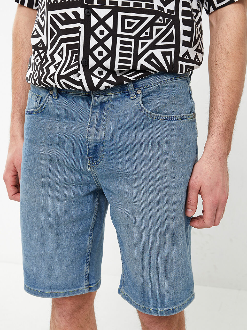 Mavi Standart Kalıp Erkek Jean Şort-2