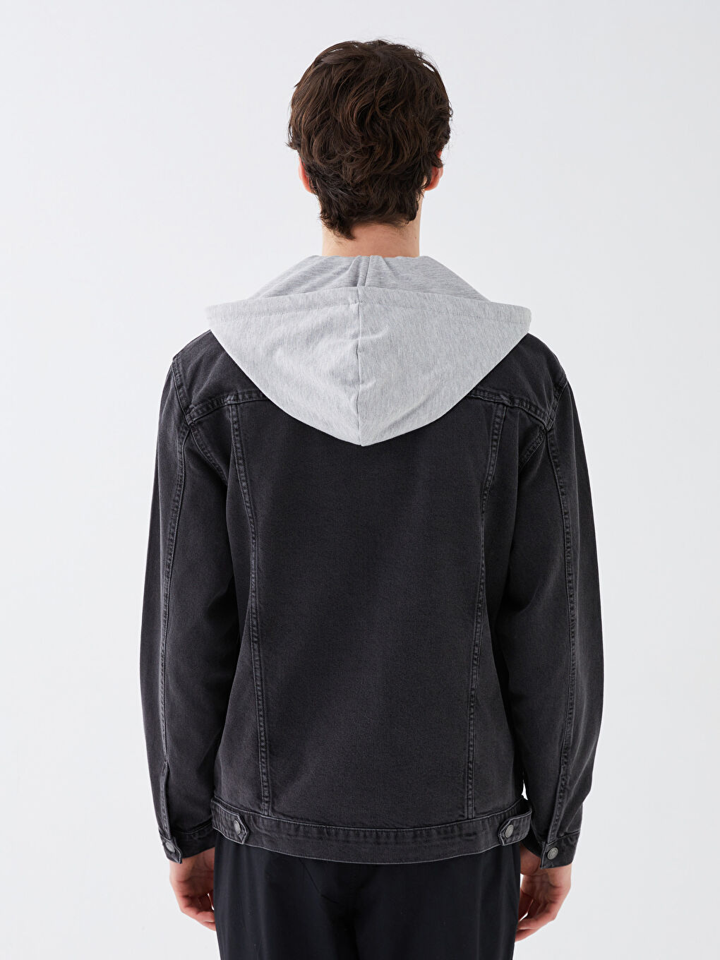 Veste en Jean à Capuche pour Hommes Coupe Régulière-4