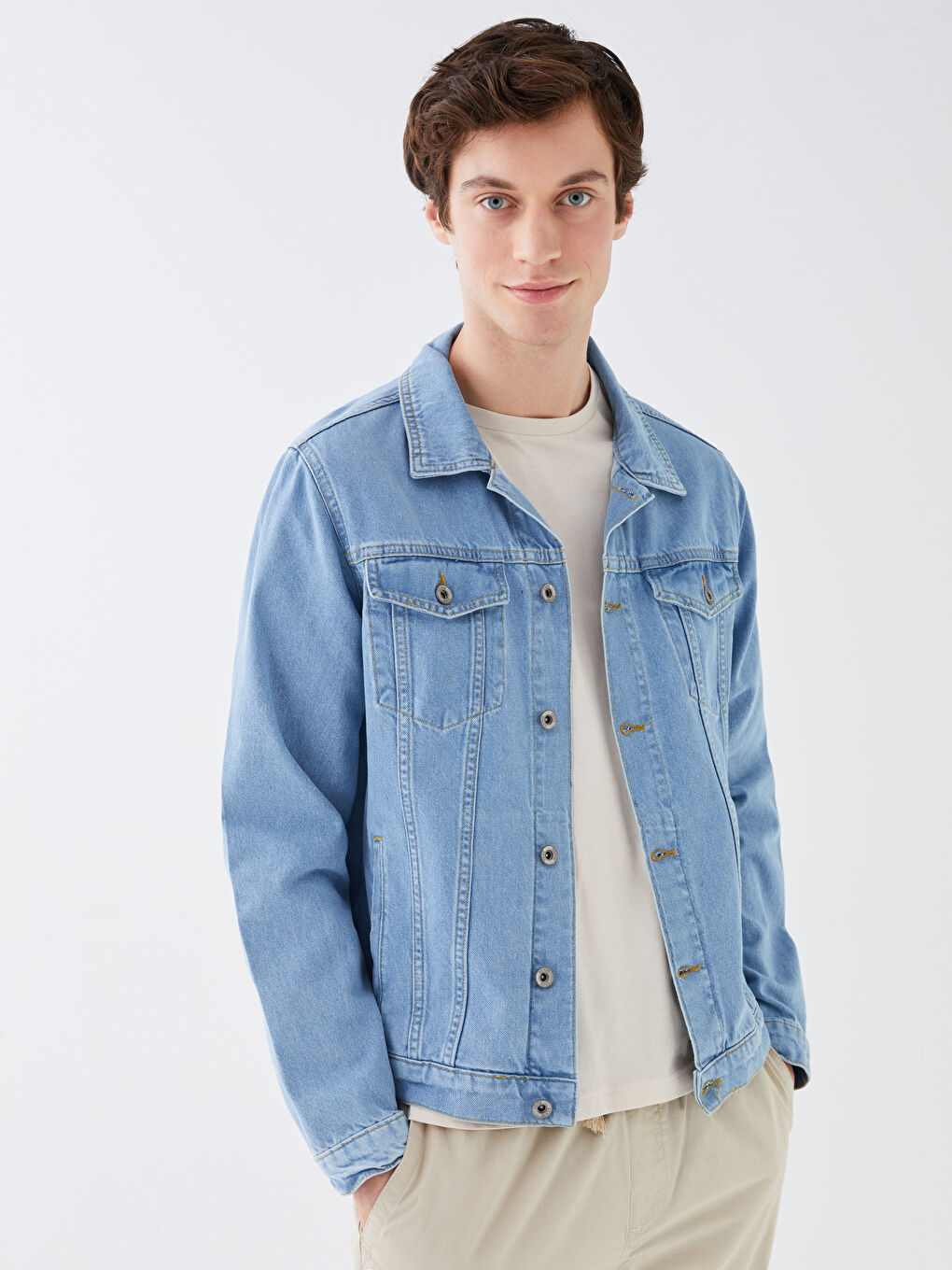 جاكيت جينز رجالي بقصة عادية-1