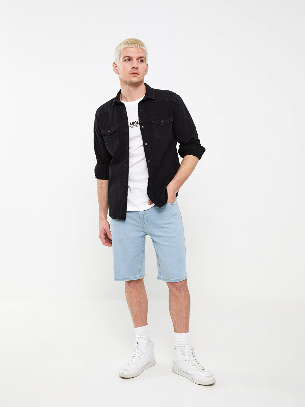XSIDE Regular Fit Long Sleeve Men's Denim Shirt -S3DJ46Z8-DJS