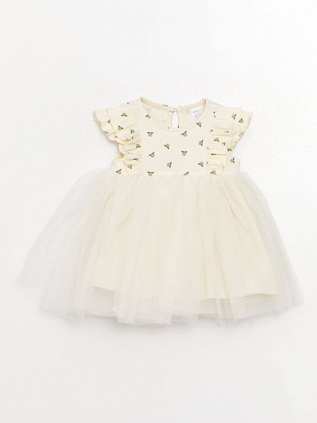 Crew Neck Baby Girl Tulle Detailed Dress