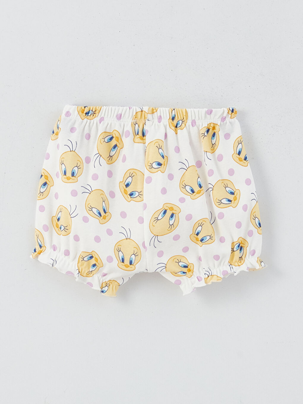 Ekru Bisiklet Yaka Tweety Baskılı Kız Bebek 3'lü Takım-2