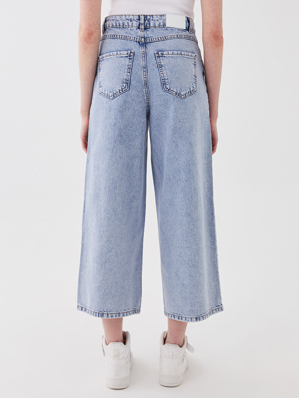 Blugi Regular din Denim cu Talie Înaltă și Croială Largă pentru Femei-4