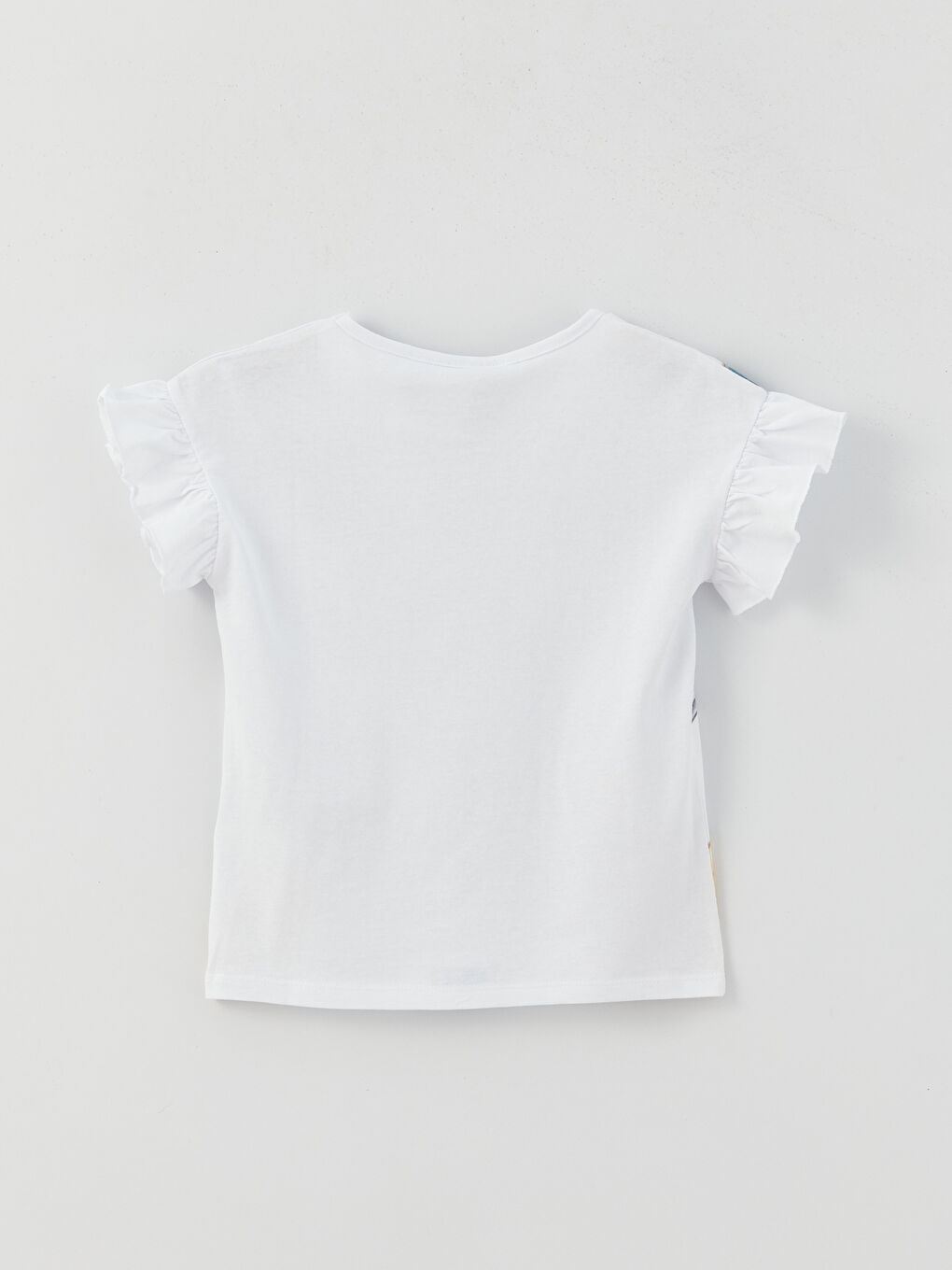 Beyaz Bisiklet Yaka Rapunzel Baskılı Kısa Kollu Kız Çocuk Tişört-1