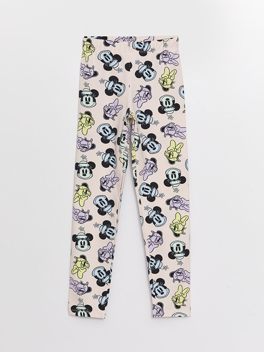 Turkuaz Bisiklet Yaka Mickey Mouse Baskılı Kısa Kollu Kız Çocuk Tişört ve Tayt-2