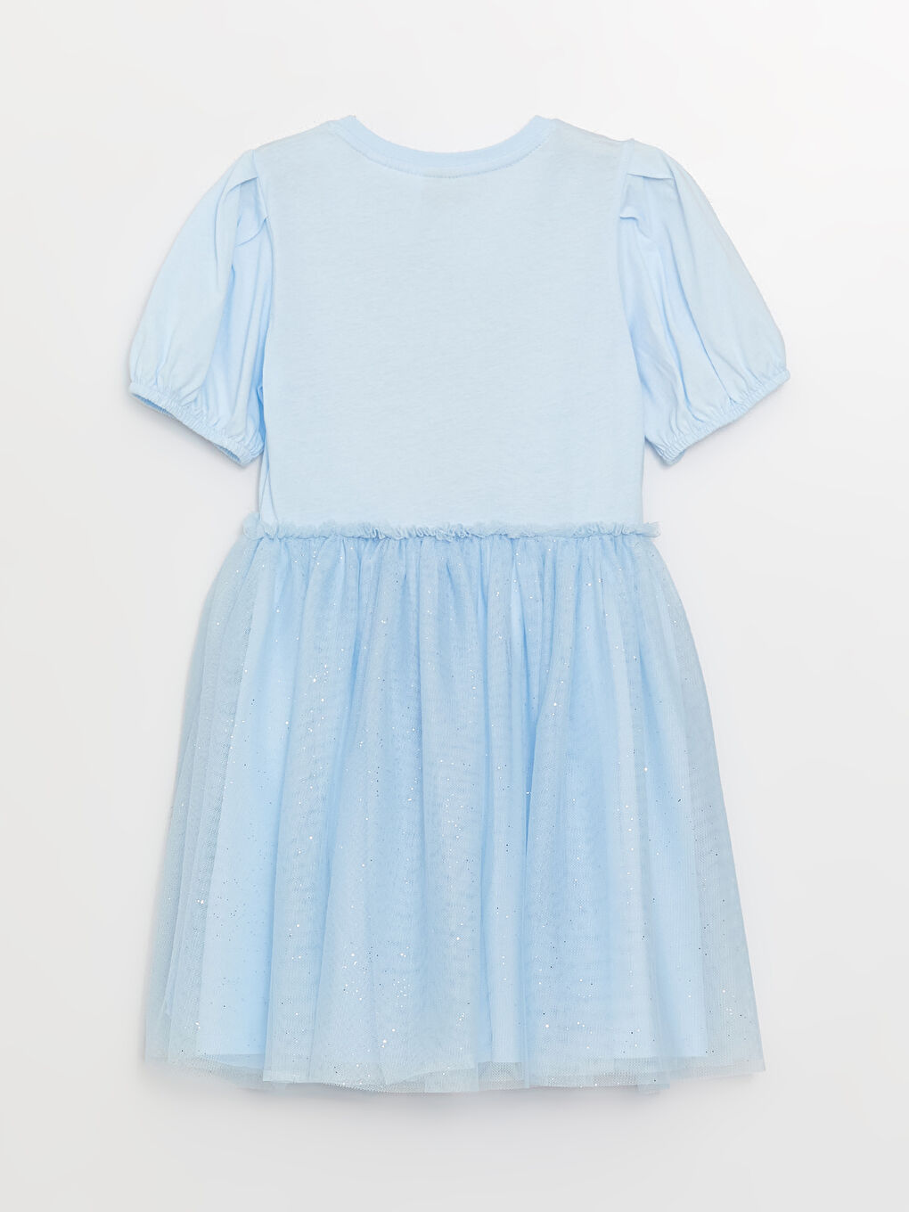 Mavi Bisiklet Yaka Mickey Mouse Baskılı Kız Çocuk Elbise-1