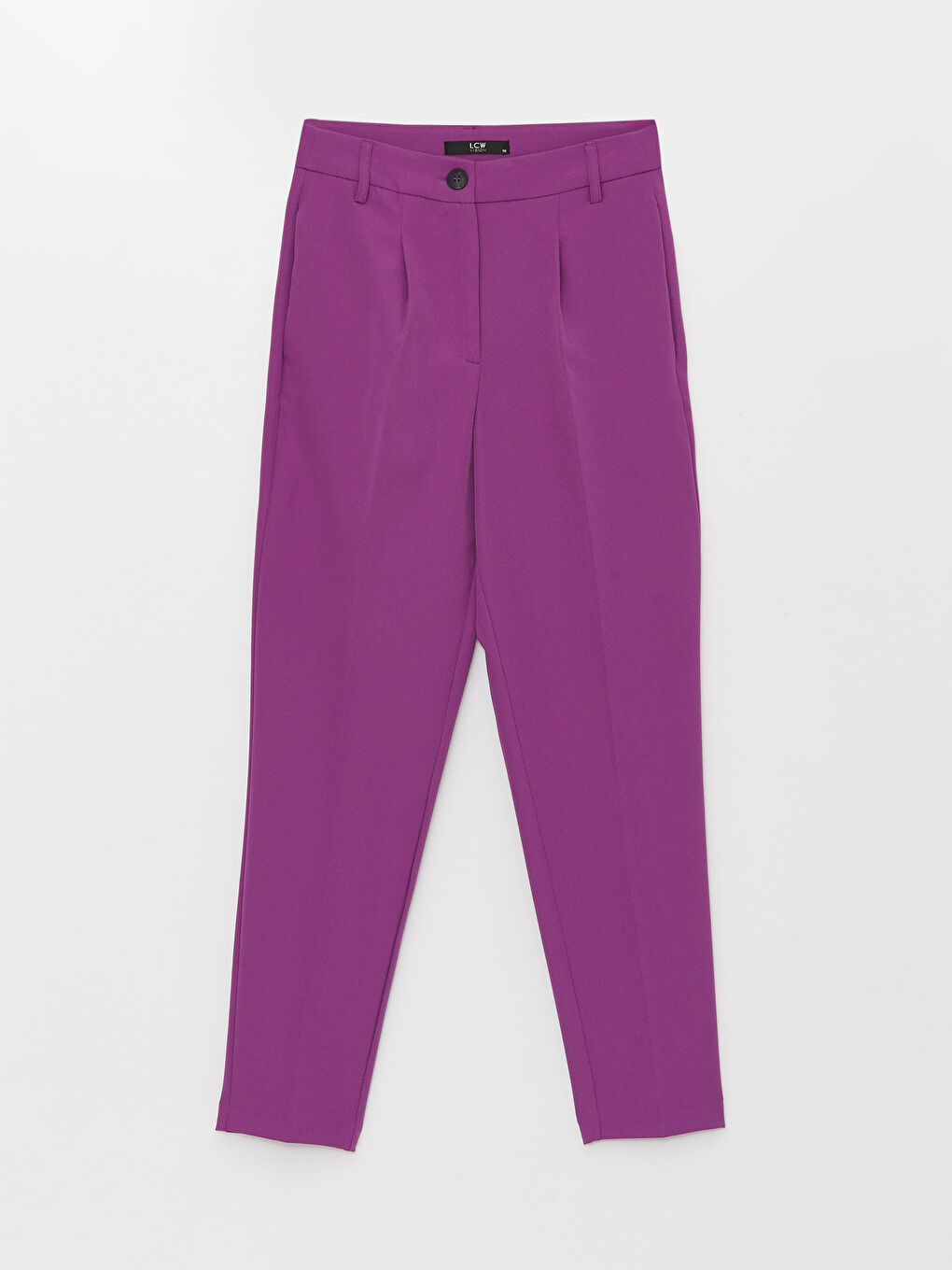 Mor Kadın Yüksek Bel Rahat Kalıp Düz Pantolon-5