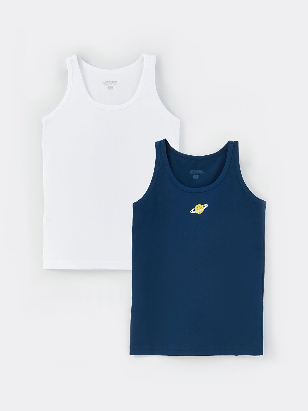 Beyaz Bisiklet Yaka Erkek Çocuk Atlet 2'li