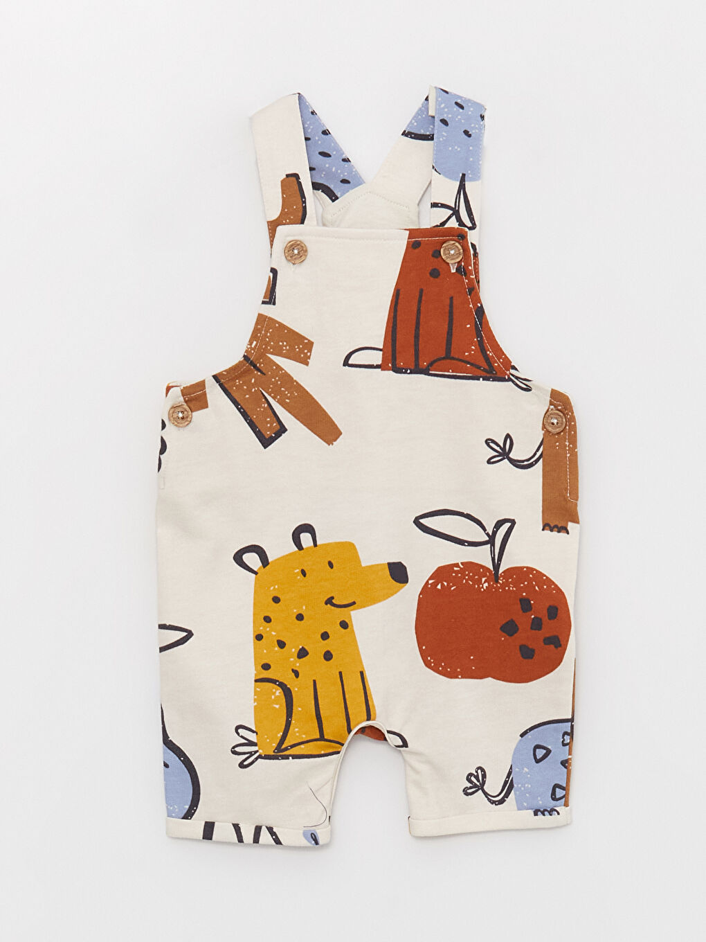 Bej Bisiklet Yaka Erkek Bebek Tişört ve Salopet 2'li-1