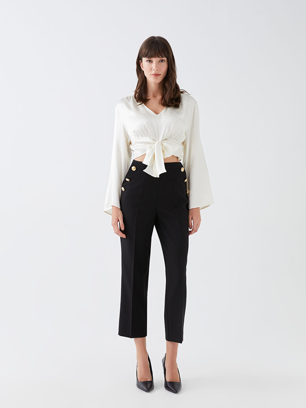 High Waist Standard Fit Women's Trousers-1