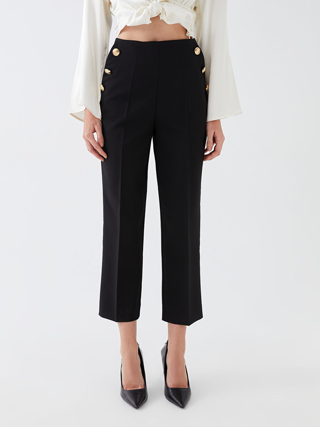 High Waist Standard Fit Women's Trousers-2