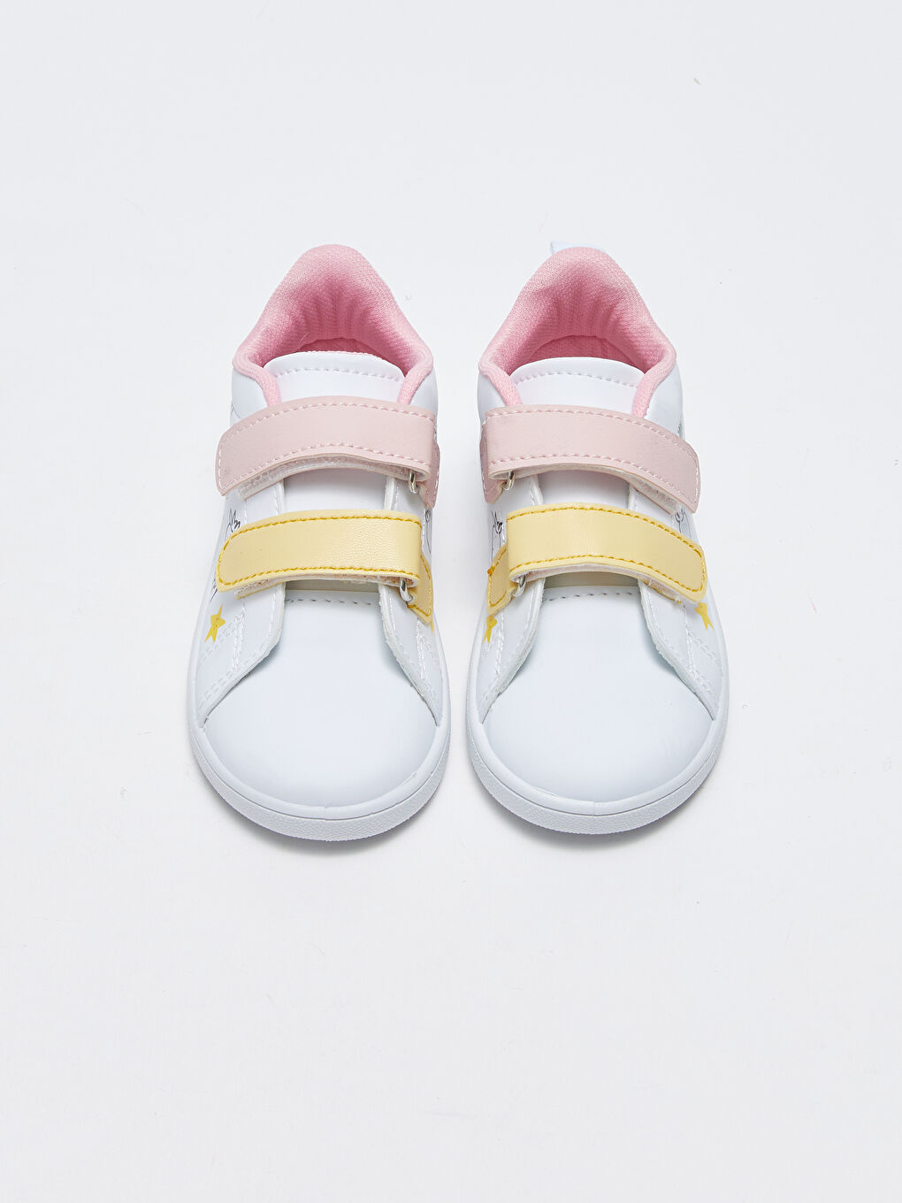 Beyaz Baskılı Cırt Cırtlı Kız Bebek Spor Ayakkabı-1