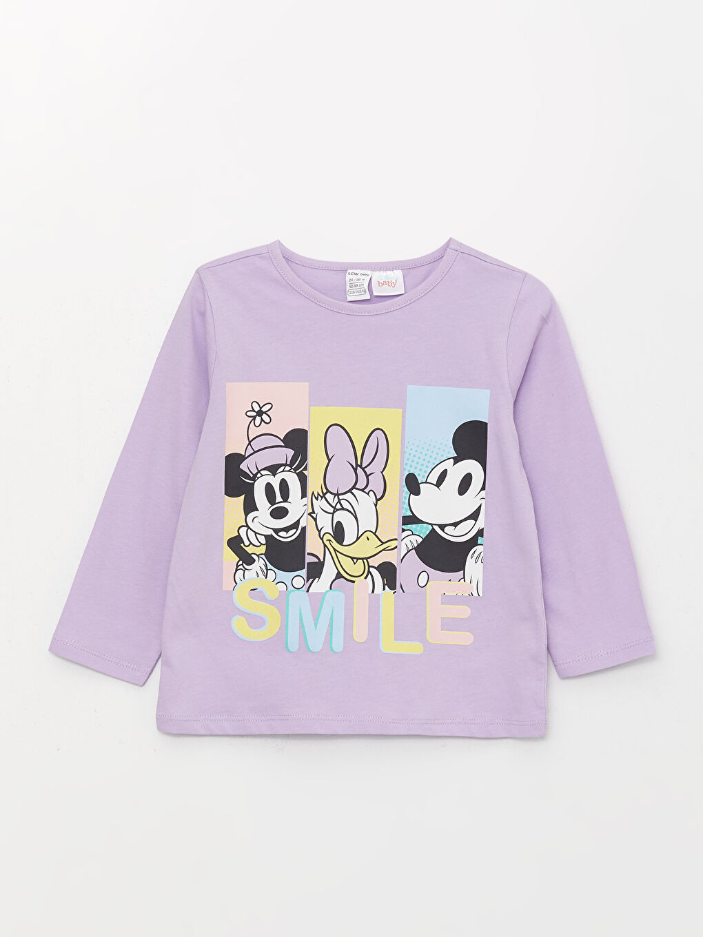 Crew Neck Long Sleeve Minnie Mouse Printed Baby Girls' Pyjama Set-3