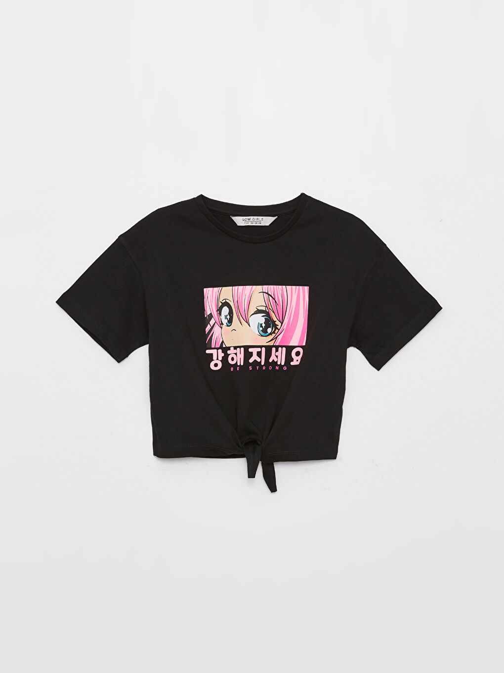 Crew Neck Printed Short Sleeve Girls' T-Shirt
