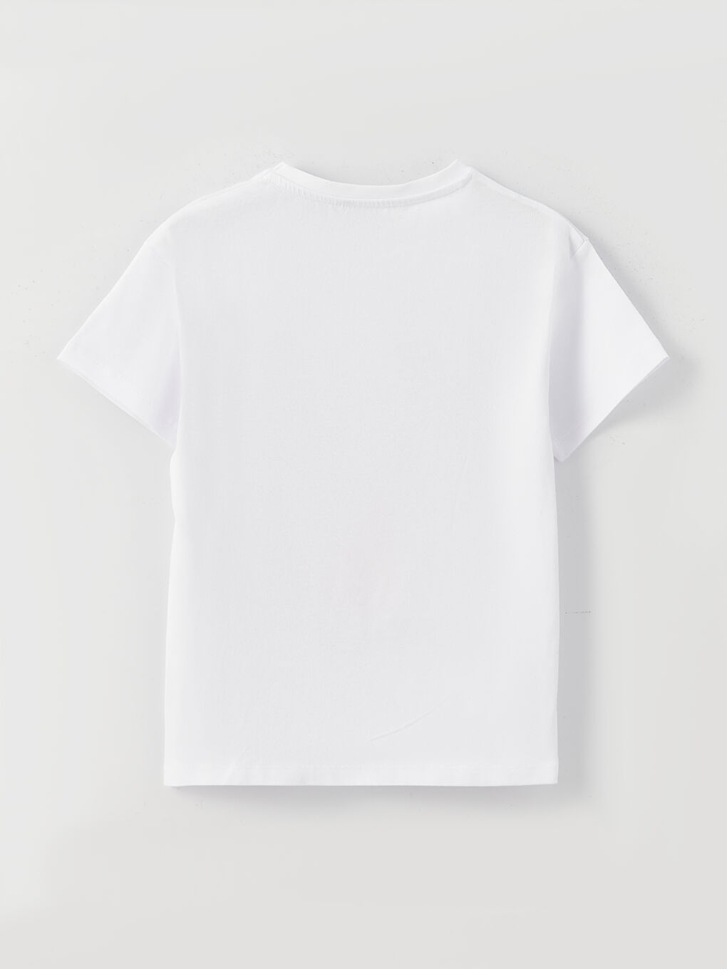Beyaz Bisiklet Yaka Baskılı Kısa Kollu Kız Çocuk Tişört-1
