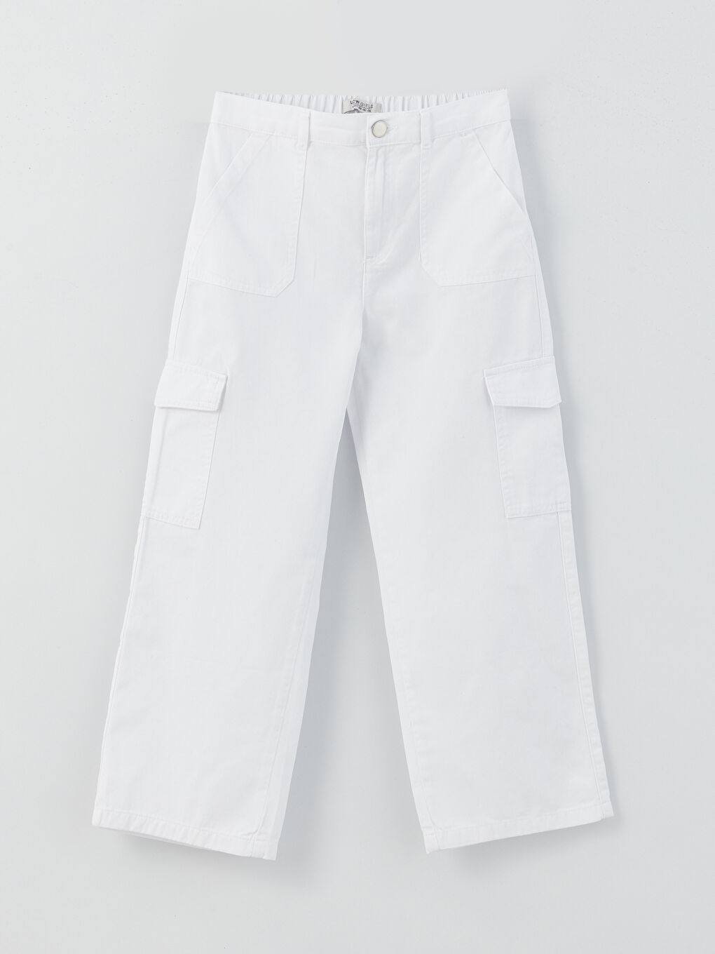 LCW Kids Beyaz Beli Lastikli Basic Kız Çocuk Kargo Pantolon