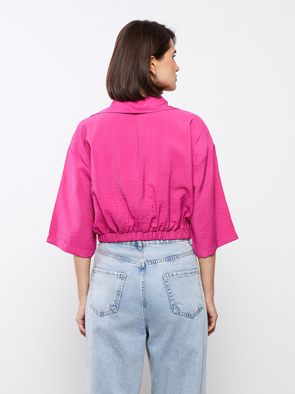Women's Collared Neck Plain Blouse-4