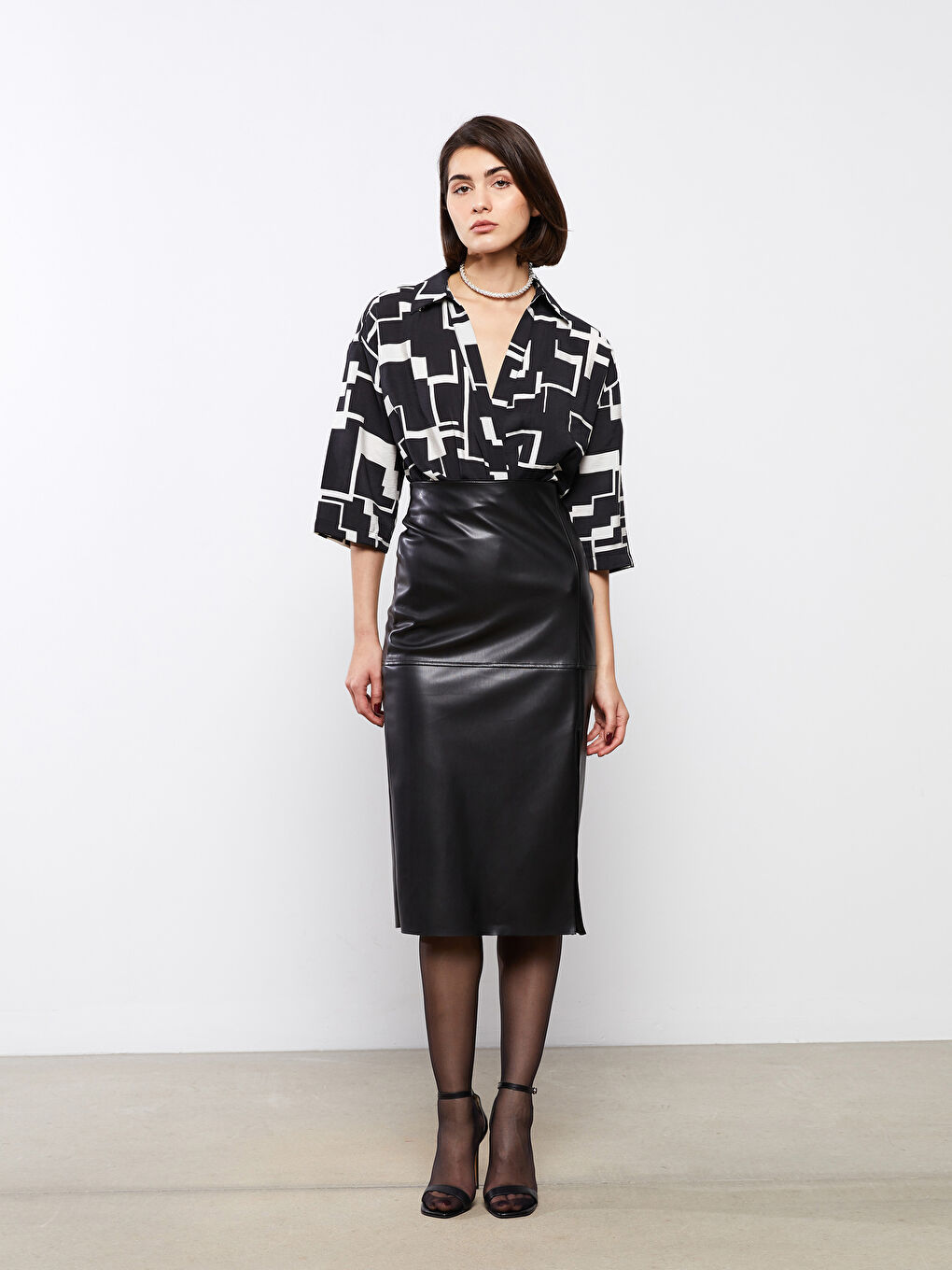 LCW Vision Bluse mit Kragenhals und Muster für Damen -S3DK64Z8-LQJ