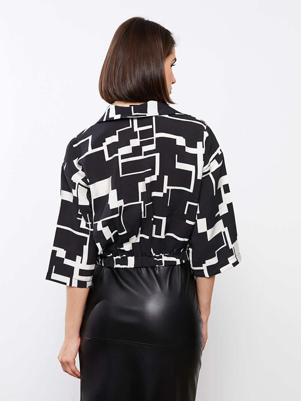 LCW Vision Bluse mit Kragenhals und Muster für Damen -S3DK64Z8-LQJ